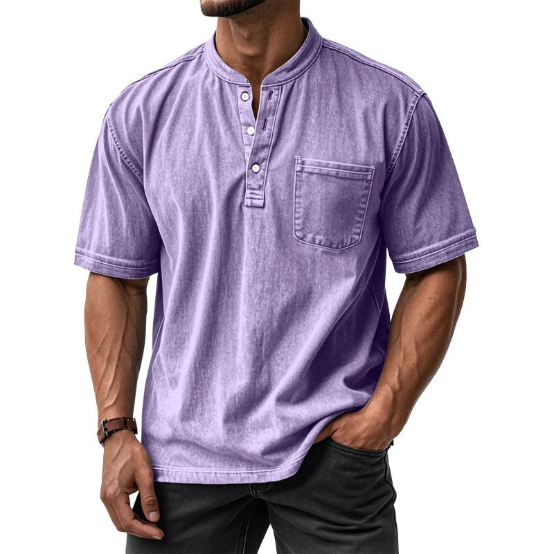 Sunamachi Sky Blue Henley Shirt