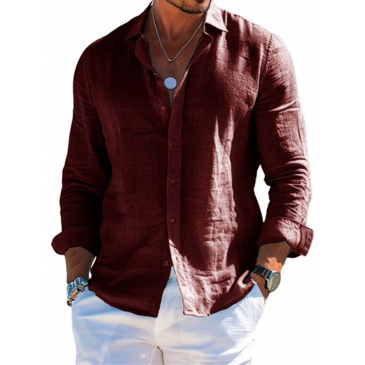 Sunamachi Men’s Casual Long Sleeve Button-Up Shirt