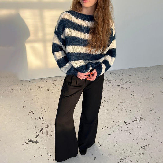 Relaxed Fit Striped Knitted Top