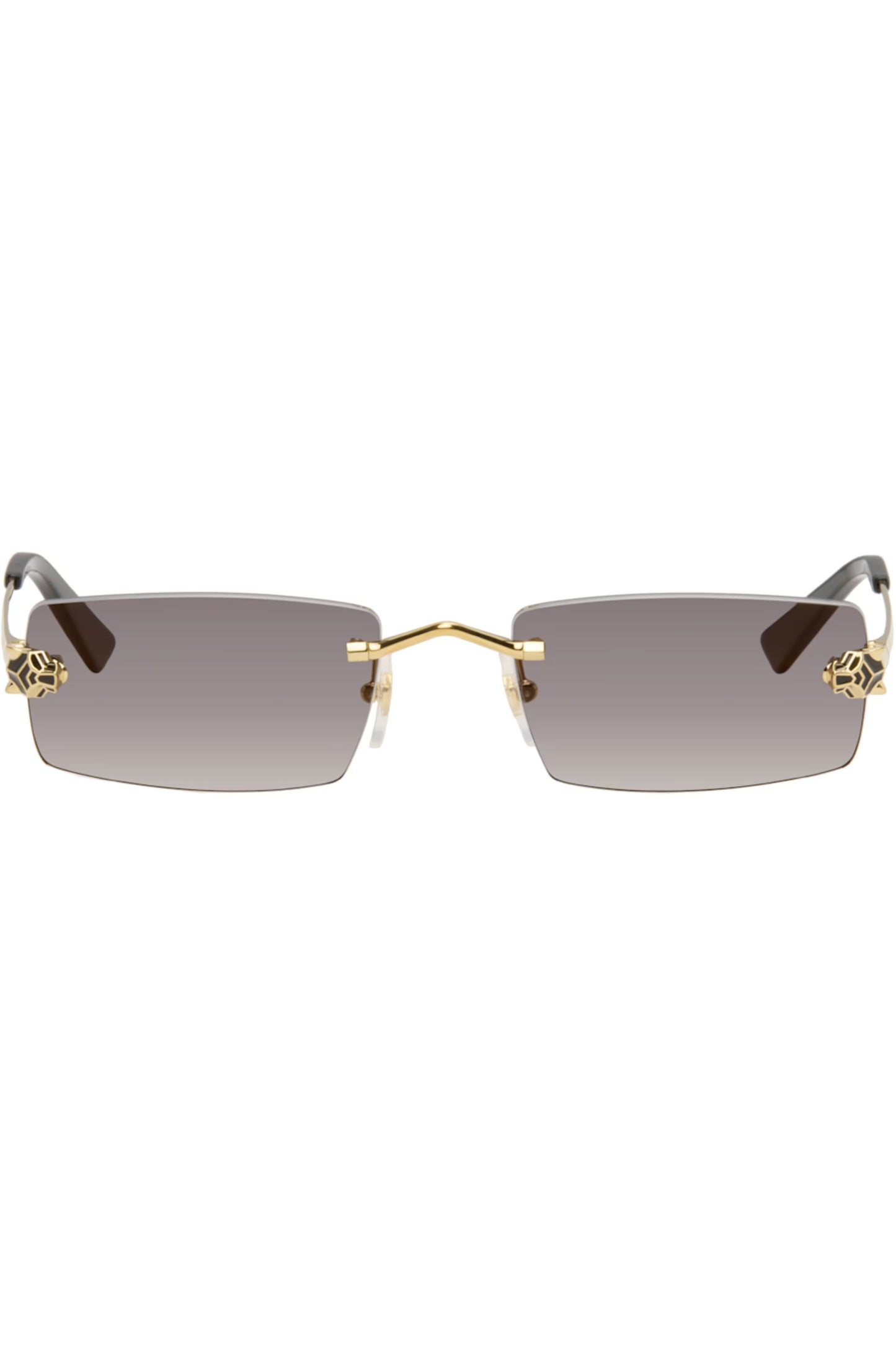 Gold 'Panthère de Cartier' Rectangular Sunglasses