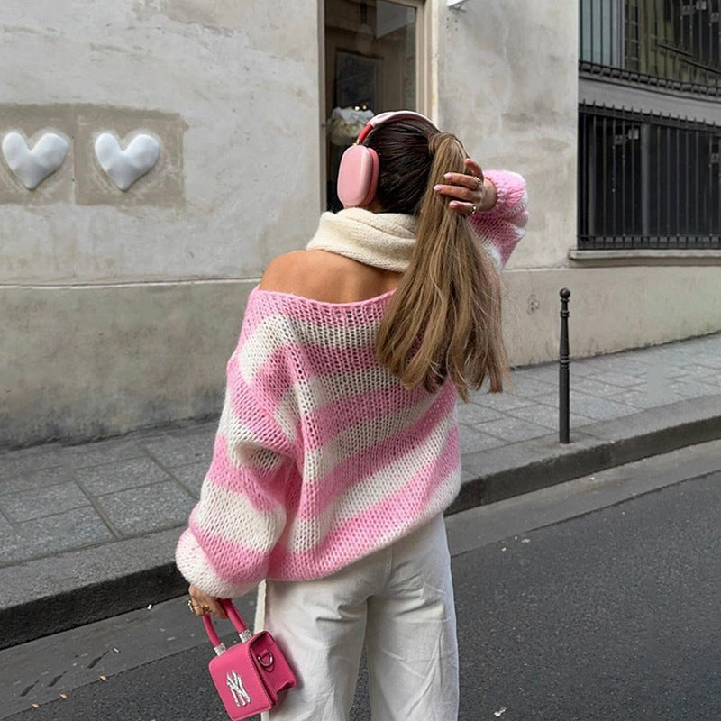 Relaxed Fit Striped Knitted Top