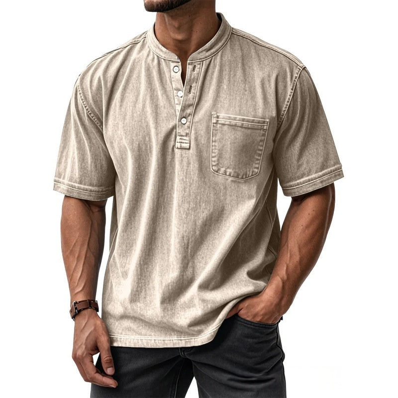 Sunamachi Sky Blue Henley Shirt