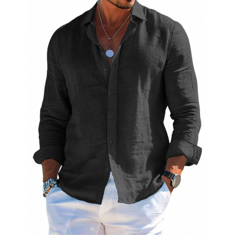 Sunamachi Men’s Casual Long Sleeve Button-Up Shirt