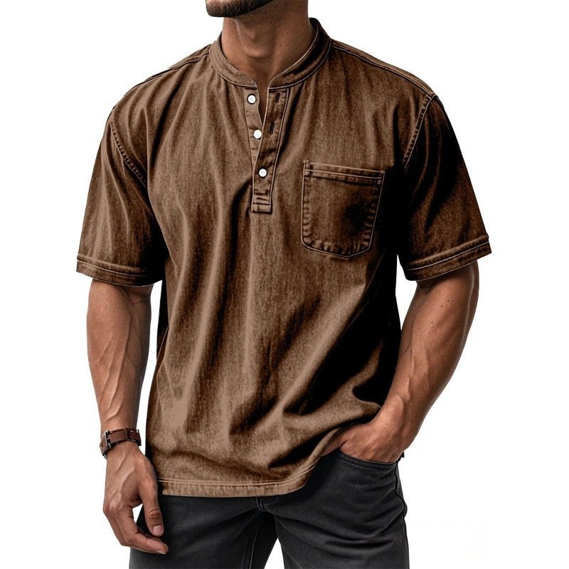 Sunamachi Sky Blue Henley Shirt
