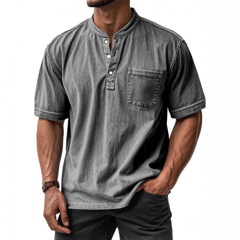 Sunamachi Sky Blue Henley Shirt