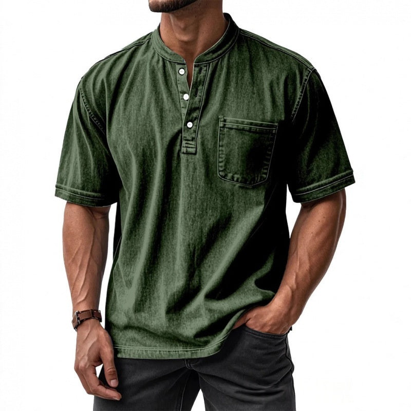 Sunamachi Sky Blue Henley Shirt
