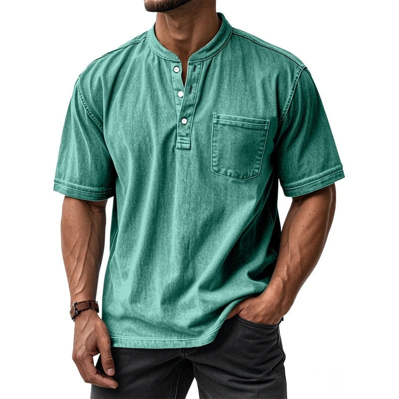 Sunamachi Sky Blue Henley Shirt