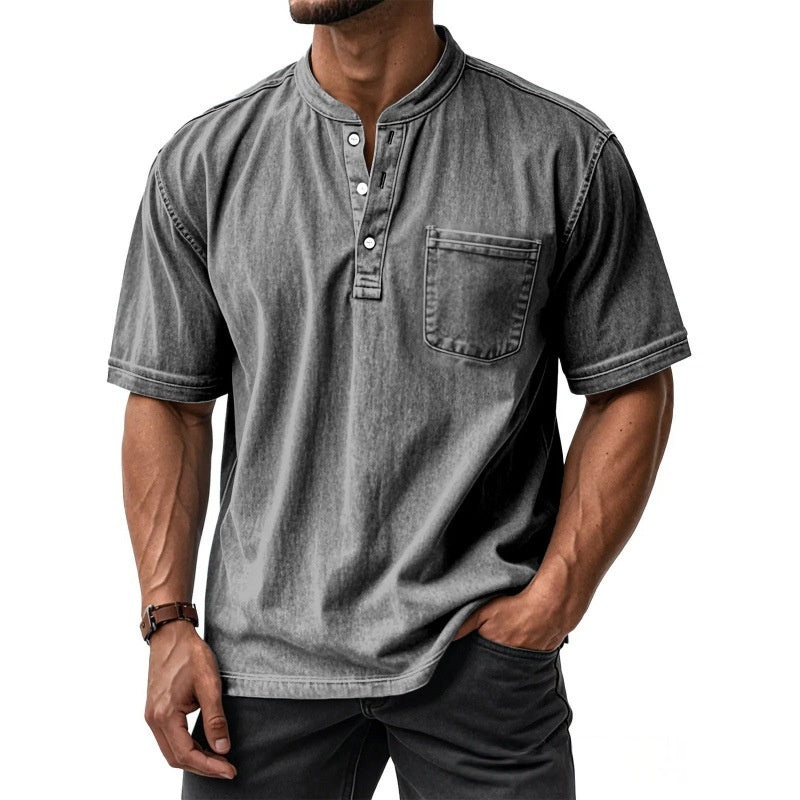 Sunamachi Sky Blue Henley Shirt