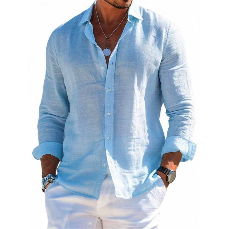 Sunamachi Men’s Casual Long Sleeve Button-Up Shirt