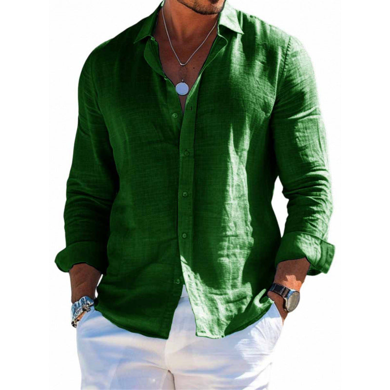 Sunamachi Men’s Casual Long Sleeve Button-Up Shirt