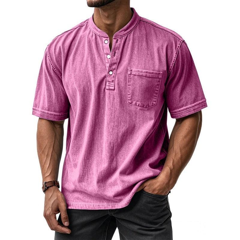Sunamachi Sky Blue Henley Shirt