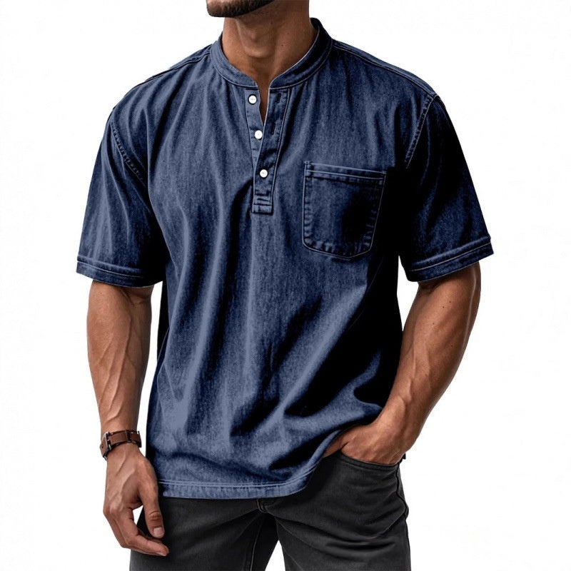 Sunamachi Sky Blue Henley Shirt